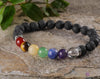 CHAKRA & LAVA ROCK Crystal Bracelet - Round Beads - Aromatherapy Diffuser Bracelet, Beaded Bracelet, Handmade Jewelry, E0459-Throwin Stones