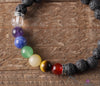 CHAKRA & LAVA ROCK Crystal Bracelet - Round Beads - Aromatherapy Diffuser Bracelet, Beaded Bracelet, Handmade Jewelry, E0459-Throwin Stones