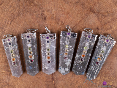 CHAKRA & LAZULITE Crystal Pendant - Crystal Points, Handmade Jewelry, Healing Crystals and Stones, E2020-Throwin Stones