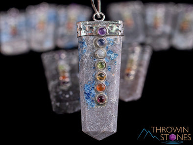 CHAKRA & LAZULITE Crystal Pendant - Crystal Points, Handmade Jewelry, Healing Crystals and Stones, E2020-Throwin Stones