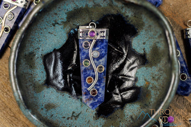 CHAKRA & SODALITE Crystal Pendant - Crystal Points, Handmade Jewelry, Chakra Necklace for Women, E2069-Throwin Stones