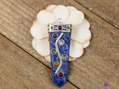 CHAKRA & SODALITE Crystal Pendant - Crystal Points, Handmade Jewelry, Chakra Necklace for Women, E2069-Throwin Stones