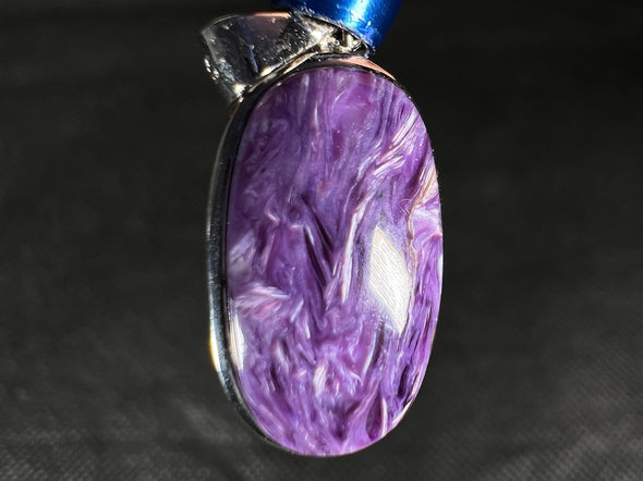 CHAROITE Crystal Pendant - Sterling Silver, Oval - Handmade Jewelry, Healing Crystals and Stones, 50819-Throwin Stones