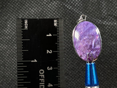 CHAROITE Crystal Pendant - Sterling Silver, Oval - Handmade Jewelry, Healing Crystals and Stones, 50821-Throwin Stones