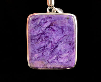 CHAROITE Crystal Pendant - Sterling Silver, Square - Fine Jewelry, Healing Crystals and Stones, 52135-Throwin Stones