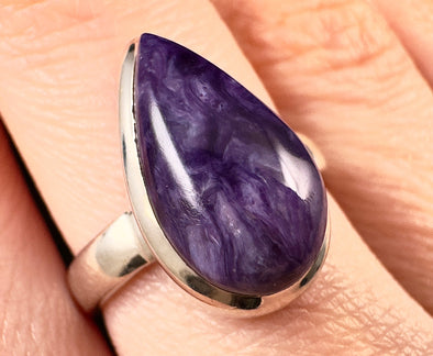 CHAROITE Crystal Ring - Size 6.5, Sterling Silver Ring - Gemstone Ring, Fine Jewelry, 53026-Throwin Stones