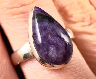 CHAROITE Crystal Ring - Size 6.5, Sterling Silver Ring - Gemstone Ring, Fine Jewelry, 53030-Throwin Stones