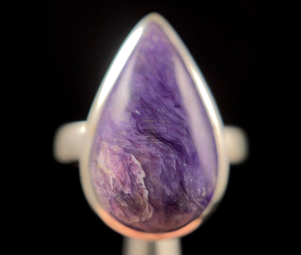 CHAROITE Crystal Ring - Size 7.25, Sterling Silver Ring - Gemstone Ring, Fine Jewelry, 52158-Throwin Stones