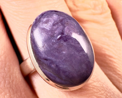 CHAROITE Crystal Ring - Size 7.75, Sterling Silver Ring - Gemstone Ring, Fine Jewelry, 53028-Throwin Stones