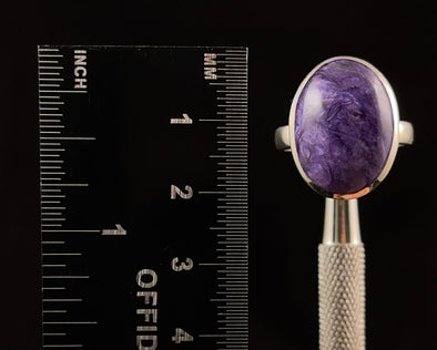CHAROITE Crystal Ring - Sterling Silver Ring, Size 7.75 - Gemstone Ring, Fine Jewelry, 52361-Throwin Stones