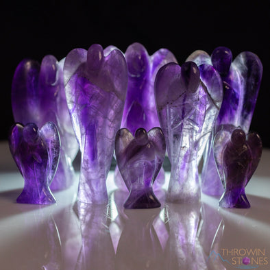 CHEVRON AMETHYST Crystal Angel - Guardian Angel Figurines, Home Decor, Healing Crystals and Stones, E1181-Throwin Stones