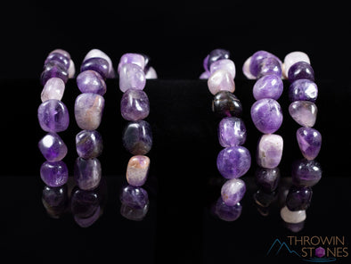 CHEVRON AMETHYST Crystal Bracelet - Tumbled Beads - Beaded Birthstone Bracelet, Handmade Jewelry, Healing Crystal Bracelet, E0363-Throwin Stones