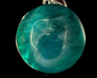 CHRYSOCOLLA Crystal Pendant - Gem Silica, Blue Chalcedony, Sterling Silver, Circle - Fine Jewelry, Healing Crystals and Stones, 54182-Throwin Stones