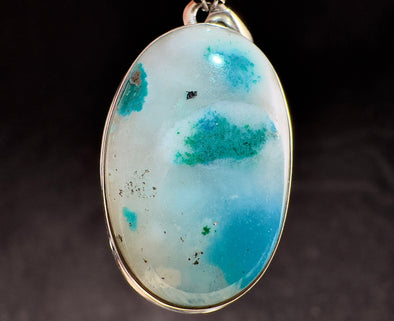 CHRYSOCOLLA Crystal Pendant - Gem Silica, Blue Chalcedony, Sterling Silver - Fine Jewelry, Healing Crystals and Stones, 54455-Throwin Stones