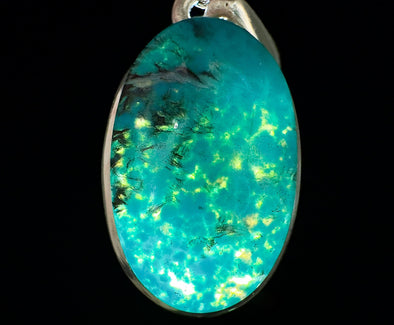 CHRYSOCOLLA Crystal Pendant - Gem Silica, Blue Chalcedony, Sterling Silver - Fine Jewelry, Healing Crystals and Stones, 54458-Throwin Stones