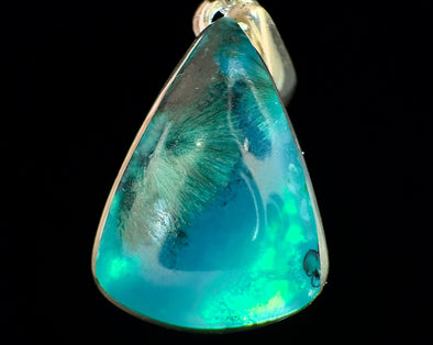 CHRYSOCOLLA Crystal Pendant - Gem Silica, Blue Chalcedony, Sterling Silver - Fine Jewelry, Healing Crystals and Stones, 54459-Throwin Stones