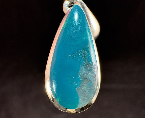 CHRYSOCOLLA Crystal Pendant - Gem Silica, Blue Chalcedony, Sterling Silver - Fine Jewelry, Healing Crystals and Stones, 54461-Throwin Stones