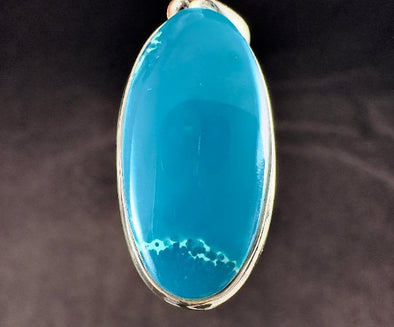 CHRYSOCOLLA Crystal Pendant - Gem Silica, Blue Chalcedony, Sterling Silver, Oval - Fine Jewelry, Healing Crystals and Stones, 54199-Throwin Stones