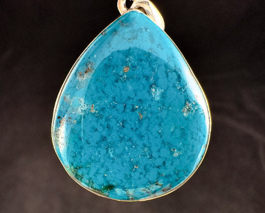 CHRYSOCOLLA Crystal Pendant - Gem Silica, Blue Chalcedony, Sterling Silver, Teardrop - Fine Jewelry, Healing Crystals and Stones, 54193-Throwin Stones
