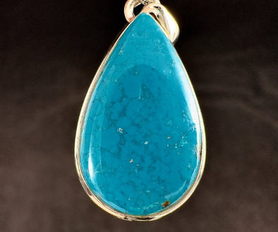 CHRYSOCOLLA Crystal Pendant - Gem Silica, Blue Chalcedony, Sterling Silver, Teardrop - Fine Jewelry, Healing Crystals and Stones, 54196-Throwin Stones