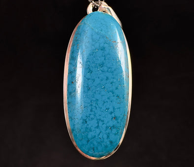 CHRYSOCOLLA Crystal Pendant - Gem Silica - Genuine Polished Chrysocolla Oval Cabochon Set in a Sterling Silver Open Back Bezel, 53166-Throwin Stones