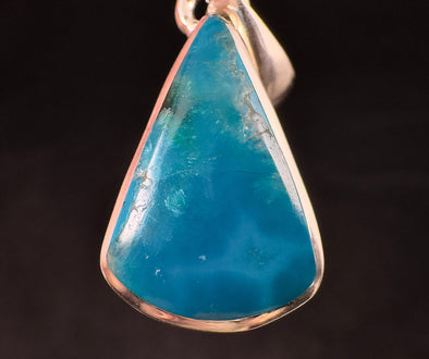 CHRYSOCOLLA Crystal Pendant - Gem Silica - Genuine Polished Chrysocolla in Chalcedony Gemstone Cabochon Set in an Open Back Bezel, 52853-Throwin Stones