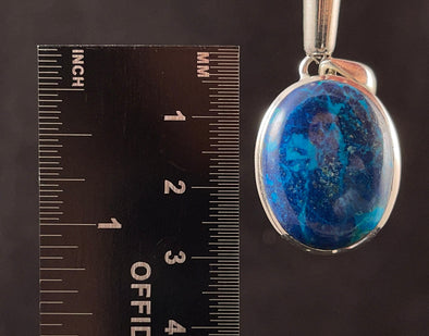 CHRYSOCOLLA, SHATTUCKITE Crystal Pendant - Sterling Silver, Oval - Fine Jewelry, Healing Crystals and Stones, 52348-Throwin Stones