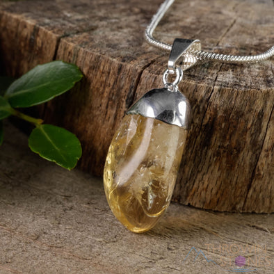CITRINE Crystal Pendant - Tumbled Yellow Birthstone Gift, Polished Stone Jewelry, E0305-Throwin Stones