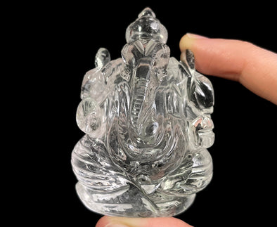 CLEAR HIMALAYAN QUARTZ Crystal Ganesha - Lord Ganesh Statue, Crystal Carving, Home Decor, Healing Crystals and Stones, 48898-Throwin Stones