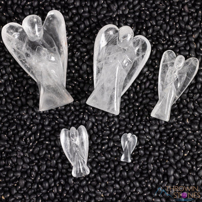 CLEAR QUARTZ Crystal Angel - Crystal Carving, Angel Figurines, Home Decor, Healing Crystals and Stones, E1182-Throwin Stones