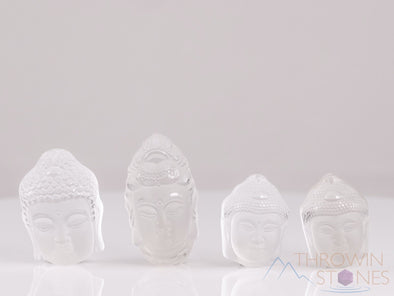 CLEAR QUARTZ Crystal Cabochon Buddha Head - Crystal Carving, Jewelry Making, Home Decor, E1678-Throwin Stones