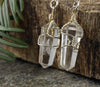 CLEAR QUARTZ Crystal Earrings - Wire Wrapped Jewelry, Crystal Points, Dangle Earrings, E0200-Throwin Stones