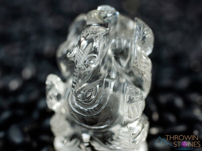 CLEAR QUARTZ Crystal Ganesha - Lord Ganesh Statue, Crystal Carving, Home Decor, Healing Crystals and Stones, E0286-Throwin Stones