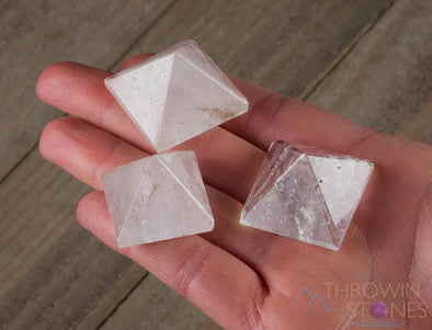 CLEAR QUARTZ Crystal Pyramid - Sacred Geometry, Metaphysical, Healing Crystals and Stones, E1275-Throwin Stones