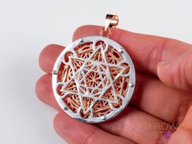 COPPER & SILVER Flower of Life Merkaba Pendant - Sacred Geometry Seed of Life, Fine Jewelry Gift for Him, E1504-Throwin Stones