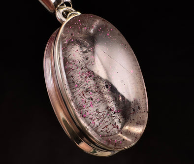 COVELLITE Crystal Pendant - Rare Pink FIRE QUARTZ Crystal with a Polished Finish Set in an Open Back Sterling Silver Bezel, 53862-Throwin Stones