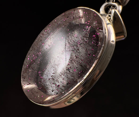 COVELLITE Crystal Pendant - Rare Pink FIRE QUARTZ Crystal with a Polished Finish Set in an Open Back Sterling Silver Bezel, 53862-Throwin Stones