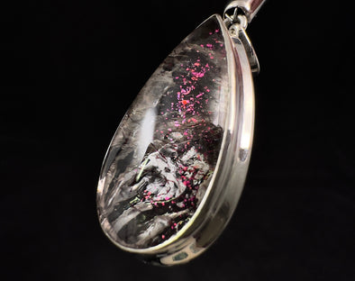 COVELLITE Crystal Pendant - Rare Pink FIRE QUARTZ Crystal with a Polished Finish Set in an Open Back Sterling Silver Bezel, 53888-Throwin Stones