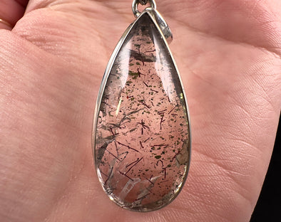 COVELLITE Crystal Pendant - Rare Pink FIRE QUARTZ Crystal with a Polished Finish Set in an Open Back Sterling Silver Bezel, 53888-Throwin Stones