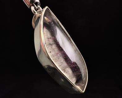 COVELLITE Crystal Pendant - Rare Pink FIRE QUARTZ Crystal with a Polished Finish Set in an Open Back Sterling Silver Bezel, 53890-Throwin Stones