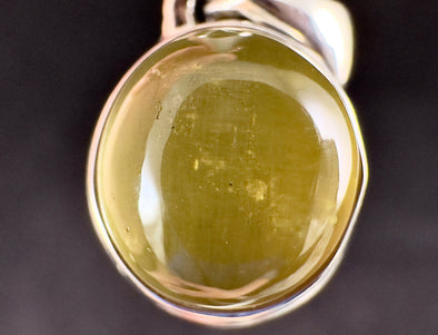 Cats Eye HELIODOR Crystal Pendant - Rare, Sterling Silver, Round Cabochon - Fine Jewelry, Healing Crystals and Stones, Gift for Him, 54412-Throwin Stones