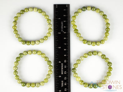 Chinese JADE Crystal Bracelet - Round Beads - Beaded Bracelet, Handmade Jewelry, Healing Crystal Bracelet, E2053-Throwin Stones