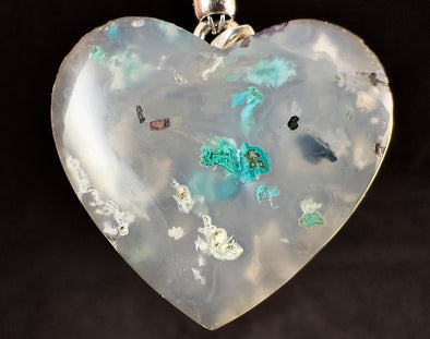 Confetti CHRYSOCOLLA Copper Chalcedony Crystal Heart Pendant - Fine Jewelry, Healing Crystals and Stones, 54664-Throwin Stones