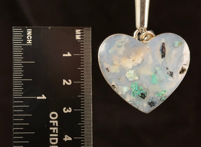 Confetti CHRYSOCOLLA Copper Chalcedony Crystal Heart Pendant - Sterling Silver - Fine Jewelry, Healing Crystals and Stones, 54663-Throwin Stones