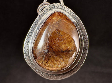 Copper RUTILATED QUARTZ Crystal Pendant - Sterling Silver, Cabochon - Fine Jewelry, Healing Crystals and Stones, Gift for Him, 54643-Throwin Stones