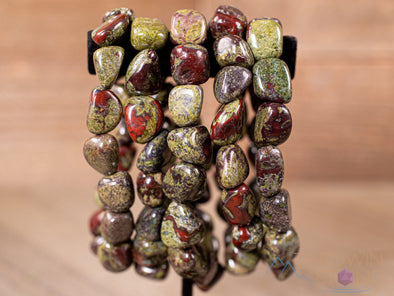 DRAGONS BLOOD JASPER Crystal Bracelet - Tumbled Beads - Beaded Bracelet, Handmade Jewelry, Healing Crystal Bracelet, E1349-Throwin Stones