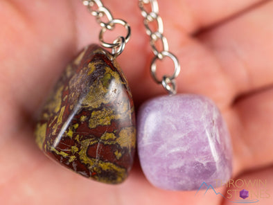 DRAGONS Blood JASPER or LEPIDOLITE Crystal Keychain - Tumbled Crystals, Self Care, Healing Crystals and Stones, Gift, E2125-Throwin Stones