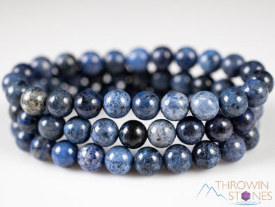 DUMORTIERITE Crystal Bracelet - Round Beads - Beaded Bracelet, Handmade Jewelry, Healing Crystal Bracelet, E1988-Throwin Stones