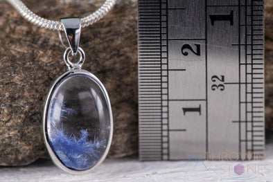 DUMORTIERITE in QUARTZ Crystal Pendant - Sterling Silver, Oval - Handmade Jewelry, Healing Crystals and Stones, J1514-Throwin Stones