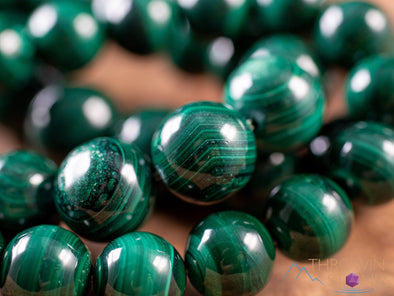 Dark Green MALACHITE Crystal Bracelet - Round Beads - Beaded Bracelet, Handmade Jewelry, Healing Crystal Bracelet, E1037-Throwin Stones